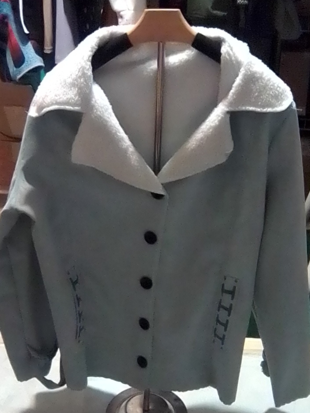 Women's Gray Teddy-Trim Button Front Jacket